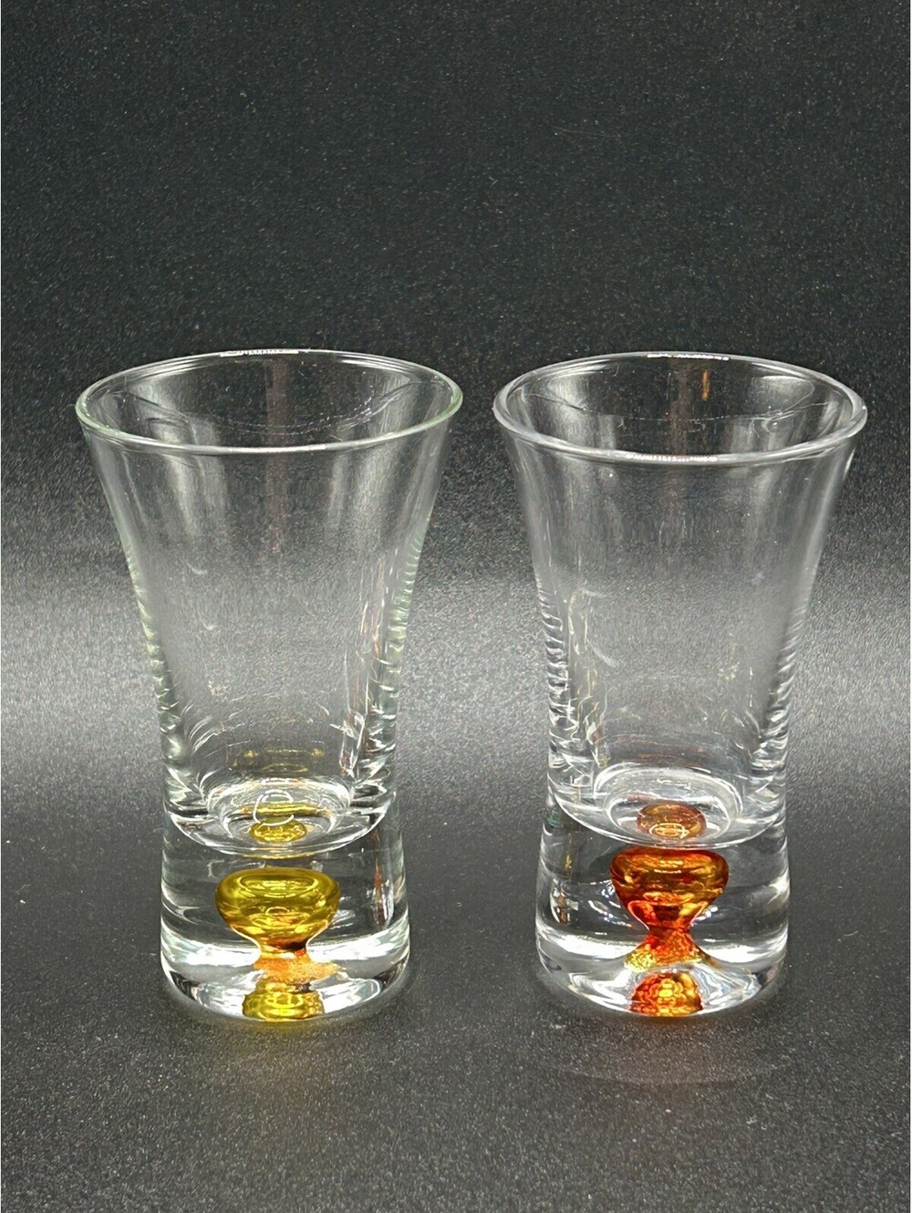 Vintage Pair Of Shot Glasses Hand-Blown Italy Color Bubble Retro 1990’s
